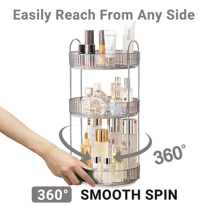 Asayuee 360 Rotating Makeup Organizer,3 Tier Large Capacity Make Up Organizers and Storage,Makeup Organizer for Bathroom,Cosmetic Perfume Stand Organizer - Image 3